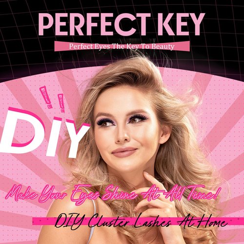 Perfect Key 200 Clusters Natural Look Eyelash Extensions Wispy Lash Clusters D Curl Cluster Lash 10-18mm 60D-200 Black