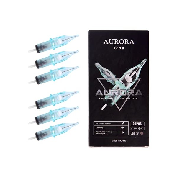 Aurora 2nd Generation Professional Disposable Tattoo Needle Cartridge #12 Standard Round Liner 20 Pack (1205RL)