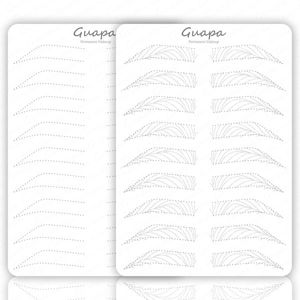 3 pcs White Microblading Hairstroke Practice Skin Hair strokes Pattern Pre-printed Silicone Practice Pad Permanent Makeup Eyebrow Tattoo Latex (9 Pairs Hairstroke Outlines)