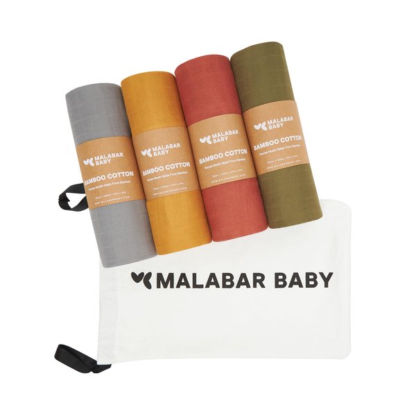 Malabar Baby Muslin Swaddle Blankets, 4-Pack Baby Swaddle Wrap for Boys and Girls, Breathable Baby Receiving Blankets, Baby Essentials Registry Gift, 47 x 47 inches