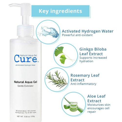Cure Aqua Gel - Gentle Exfoliator - Water-Based Exfoliating Face and Body Scrub - Dead Skin Remover For Youthful Skin, 2 Pack