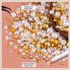 80g Flatback Pearls and Rhinestones for Crafting, White Brown 3-10mm Resin Rhinestones and Half Pearls for Bedazzling, Nail Art and Dec with 3pcs 10ml B7000 Jewelry Glue, Tweezer and Pickup Pencil