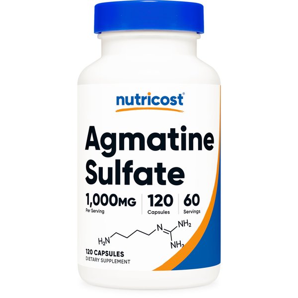 Nutricost Agmatine Sulfate 1000mg, 120 Capsules - Gluten Free, Non GMO, 500mg Per Capsule