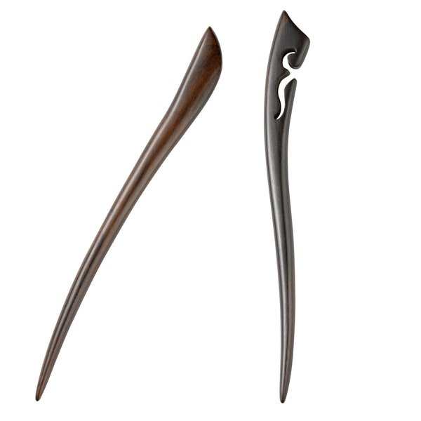 Liasun Classical Handmade Carved Hair Sticks-Natural Black Sandalwood(ebony) Hair Styling Pins Chopsticks for Hair Updo Making Accessory-7 Inches Long (STY3 Pack of 2)