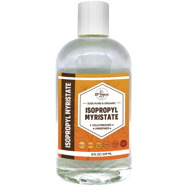 ISOPROPYL MYRISTATE (8 oz) Natural Plant Derived Cosmetic Grade IPM for Soap Making, Fragrances, Shampoo, Creams & Lotion, Makeup & Adhesive Remover, Antiperspirants & Deodorants | 8 Ounces