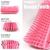 5 Pcs Detangling Brush Set - Cushion Nylon Bristles, Dual Edge, Teasing, and Styling Comb (Pink)