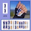 Blue French Tip Press on Nails Coffin Extra Long Fake Nails Sun Moon Clouds Designs False Nails Full Cover Stick on Nails Ballerina Acrylic Artificial Nails Glue on Nails for Women 24Pcs