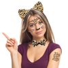 CBLUO 6 Pcs Halloween Temporary Stickers Leopard Cat Face Gems Jewels Women Rhinestone Masquerade Face Tattoos Crystal Makeup Sticker Glitter Holiday Festival Dress Up Cosplay Birthday Party Supplies