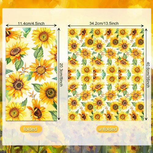 Sunflower Paper Napkins, 40PCS Sunflower Paper Napkins Disposable, Sunflower Party Supplies Birthday Decorations, Sunflower Party Dinner Paper Napkins for Wedding, Theme Party, Birthday, 4.3x7.9 Inch