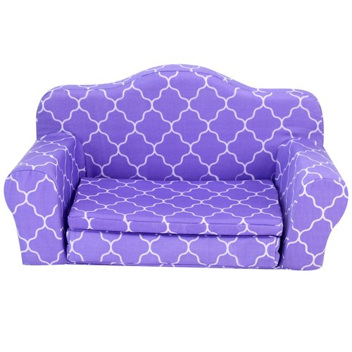 Sophia's 18" Doll Purple with White Quatrefoil Print Pull-Out Sleeper Sofa for Two