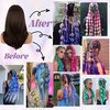 Long Braided Bubble Colored Hair Extensions, 25 Inches Bubble Kinky Rave Straight Ombre Lantern Braid Extension with Hair Tie Hairpieces for Girls Daily Wear (brown)
