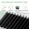 NATUHANA W Shaped Clover Eyelashes Extension 5D Premade Fans 0.07mm D Curl 8-12mm Mixed Tray Volume Lash Cluster W Lashes Supplies Automatic Blooming Flower Lash Extensions (5D black;0.07 D, 8-12 MIX)
