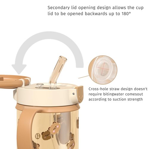 Evorie Tritan Toddler Sippy Cup with Silicone Straw, Spill-Proof Straw Water Bottle for Kids 1-4 Years Old, 10 oz, Removable Handles, Ideal for School