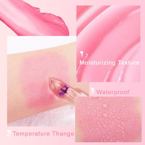 BINGBRUSH 6 Pcs Crystal Flower Jelly Color Changing Lipstick,Long Lasting Lip Care Moisturizer Lip Balm Magic Color Change Lip Gloss Lip Tint Stain Matte Makeup Lipstick (6 Pcs 01#-06#)