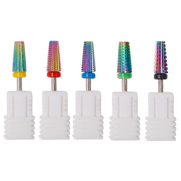 5pcs Nail Drill Bits Set,Tungsten Carbide Nail Bits for Nail Drill E-File,Drill Bits for Nails Flat Top,Bits Manicure Pedicure Remover Tools for Acrylic Gel Nails,Salon Home Nail Care Supplies