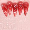 8 Sheets Heart Nail Stickers - White Love Nail Decals, Heart Nail Art Stickers for Valentine's Day 3D Self-Adhesive Designs Simple Stylish French Heart Nail Charms for Women Girls DIY Nail Decoration