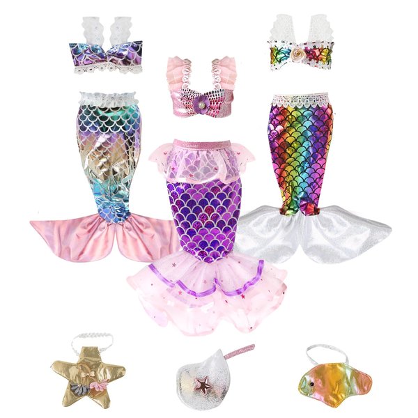Doll Clothes and Accessories for 18 inch Girl Dolls Mermaid Casual Dress, Mermaid Tail, Outfits, Swimsuit, Dolls Handbag (9 Pcs)