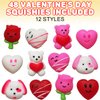 ArtCreativity Mini Valentines Squishies Toys, Bulk 48 PCS, Valentines Gifts for Kids in 12 Cute Designs, Stress Relief Toys for Kids and Adults, Valentines Party Favors and Goodie Bag Stuffers