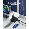 Surge Protector Power Strip 10 ft Cord, Olcorife Ultra Thin Flat Plug Extension Cord, 8 Outlets 4 USB Ports(1 USB C), Flat Wall Plug Outlet Extender, College Dorm Room Essentials, Black