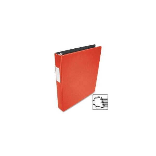 Business Source Slanted D-ring Binders-D-Ring Binder w/Label Holder, Hvy-Dty, 1", Red