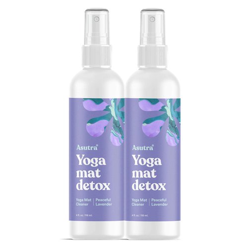 ASUTRA Natural & Organic Yoga Mat Cleaner (Peaceful Lavender Aroma), 4 fl oz, Pack of 2 | No Slippery Residue | Cleans, Restores, Refreshes | Deep-Cleansing for Fitness Gear & Gym Equipment