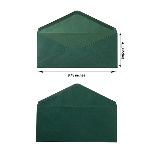 50 Pack #10 Business Envelopes Standard V Flap Invoices Envelopes for Office Checks, Business Letterhead, Letter Mailing 4.13 x 9.49 Inches (Dark Green)