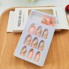 Short Press on Nails Oval Fall Orange French Tip Fake Nails with Cute Flower Designs Acrylic Nails Press ons Reusable Glue on Nails for Women Daily Wear 24 Pcs