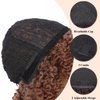 Fancy Hair Short Kinky Curly Wigs Brown Side Part Afro Wigs for Black Women Synthetic Yanky Twist Out Wig Natural Hairstyle for Daily Use (T30/27#)