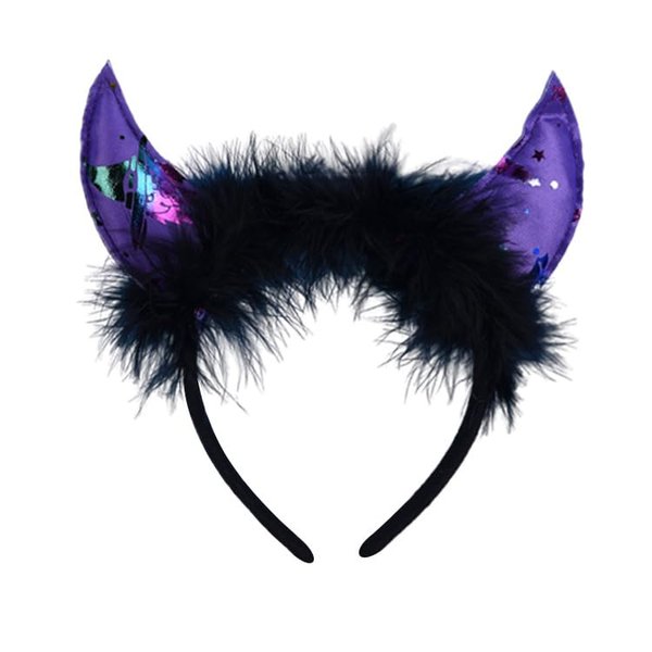 YOVECATHOU LED Devil Horn Light Up Headband Flashing Horn Halloween Christmas Party Decor For Halloween Costume Party Cosplay (Purple)