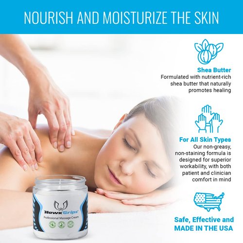 HawkGrips - Professional Massage Cream - Relaxing Muscle and Body Cream - Safe & Clean Ingredients - Unscented - 8oz