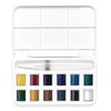 Winsor & Newton Cotman Watercolor Paint Set, 12 Half Pan w/ Water Brush Pen and Mixing Palette