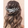 Easedaily Leaf Bride Wedding Hair Comb Silver Pearl Bridal Hair Piece Hair Accessories for Women and Girls