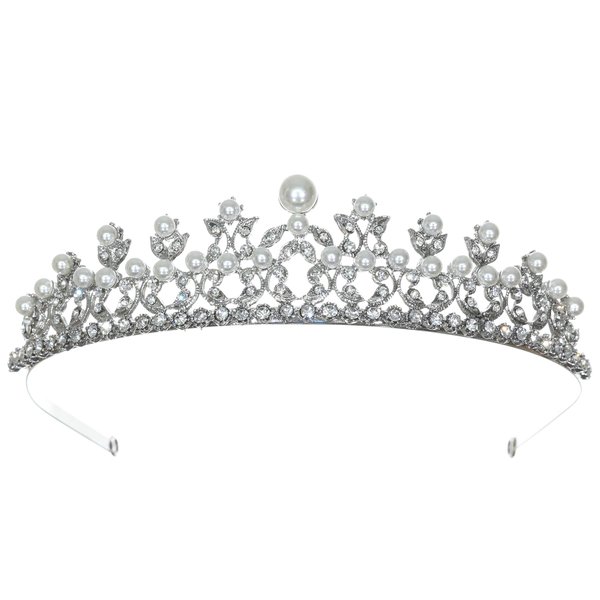 Bridal Floral Rhinestone Crystal Pearl Prom Wedding Tiara Crown T906