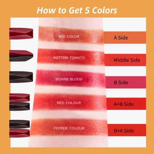 Miaritick 5 Colors in 1 Lipstick, Vintage Makeup Lipstick, Magic 5 Colors Lipstick, Long Lasting Lipstick for Women, Idea Gift for Women