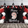 JOYKY Happy 9th Birthday Banner, Red Black Happy 9th Birthday Party Decorations for Boys Girls, 9 Year Old Birthday Supplies Backdrop Décor, 5.9 X 3.8 Fts