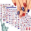 8 Sheets 4th of July Nail Art Stickers Decals Red White Blue Designs USA Independence Day Patriotic Nail Stickers 3D Self-Adhesive American Flag Flame Heart Star Nail Decals Supplies for Women