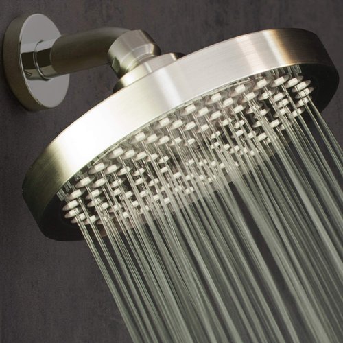 ShowerMaxx, Luxury Spa Series: Brushed Nickel Rain Shower Head, 6-Inch Round Rain Showerhead with 360 Tilt, Experience Rainfall with MAXX Comfort and Elegance (Brushed Nickel)