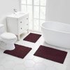 Walensee Bathroom Rug Non Slip Bath Mat (24x17 Inch Burgundy) Water Absorbent Super Soft Shaggy Chenille Machine Washable Dry Extra Thick Perfect Absorbant Best Small Plush Carpet for Shower Floor