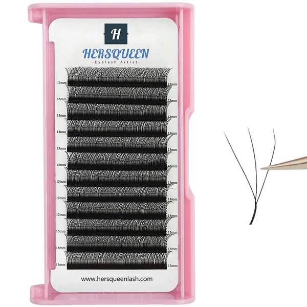 HERSQUEEN W 3D Premade Fans W Shape Lash Extensions 0.07mm D Curl Mix Tray 8-16mm Volume Fans Eyelashes Soft Matte Black Lashes Fluffy Volume False Lashes(D 0.07 8-16mm)