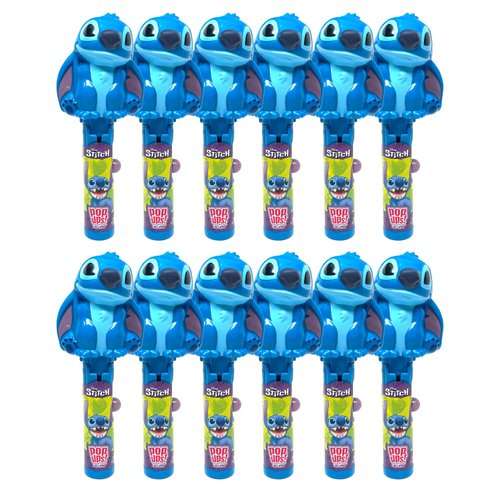 Pop Ups! Stitch Lollipop Holder - 12 Lollipops with Cases - Individually Wrapped Candy Party Favors - Lilo & Stitch Candy - Bulk Set of 12