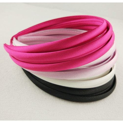 Hixixi 20pcs pack Girls/Women Diy Satin Fabric Ribbon Headbands Width 10mm(5 Black 5 Wihte 5 Pink 5 Rose Color/set)
