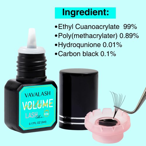 VAVALASH Eyelash Extension Glue Lash Extension Adhesive 0.5-1 Sec Drying Time Retention 9 Weeks Maximum Bond Lash Glue Long Lasting Black Eyelash Glue Professional Lash Artist Use Only (Volume,5ml)