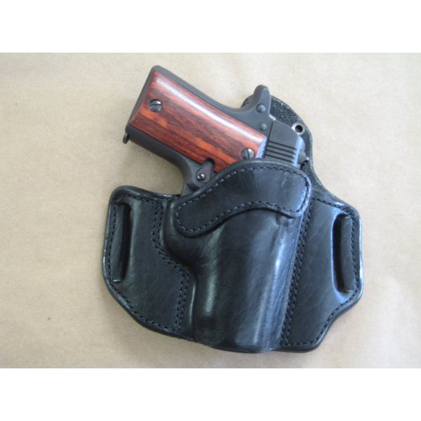 Azula OWB Leather 2 Slot Molded Pancake Belt Holster for Kimber Micro 380 BLACK RH