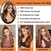 Meuuriay 22 Inch Ombre Lace Front Wig Human Hair,180% Density 13x6 HD Lace Front Wigs Human Hair for Black Women, Highlight Lace Front Wig Human Hair,Gluless Wigs Human Hair Pre Plucked(4/27 22inch)