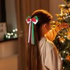 Christmas Bow Hair Clips with Long Tails, Handmade Grosgrain Ribbon Hair Bows for Kids Girls Women, Tassel Holiday Hair Accessories for Christmas Party