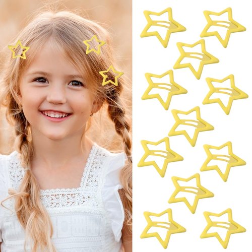 Metal Star Snap Hair Clips Yellow Cute Small Hair Barrettes Y2K Star Hair Clips Hair Access Non-slip Hollow for Kids Hairpin Lovely Star Headpieces for Everyday Fashion and Party 10PCS