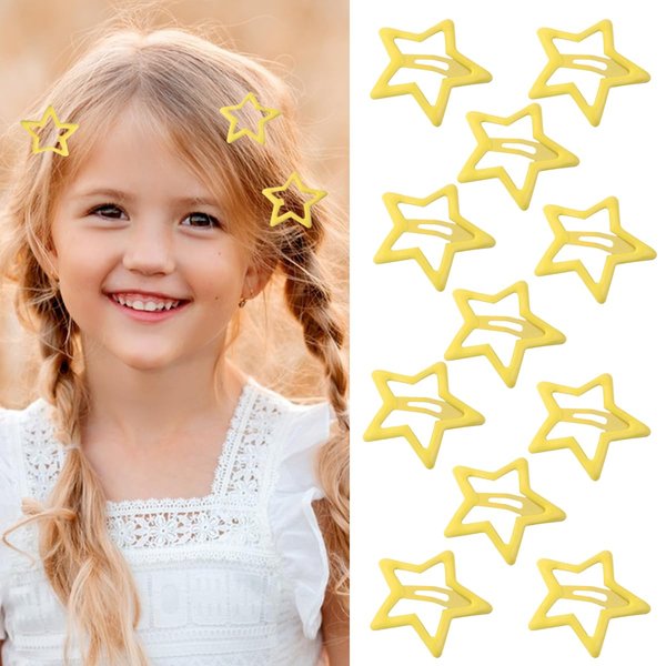 Metal Star Snap Hair Clips Yellow Cute Small Hair Barrettes Y2K Star Hair Clips Hair Access Non-slip Hollow for Kids Hairpin Lovely Star Headpieces for Everyday Fashion and Party 10PCS