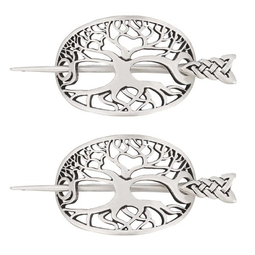 DELORIGIN 2pcs Viking Hairpins Clips Tree of Life Vintage Hairpins Hair Slide Hairpins Alloy Shawl Knot Hair Pin Barrette Hair Sticks Accessories for Women Scarf Sweater Decoration