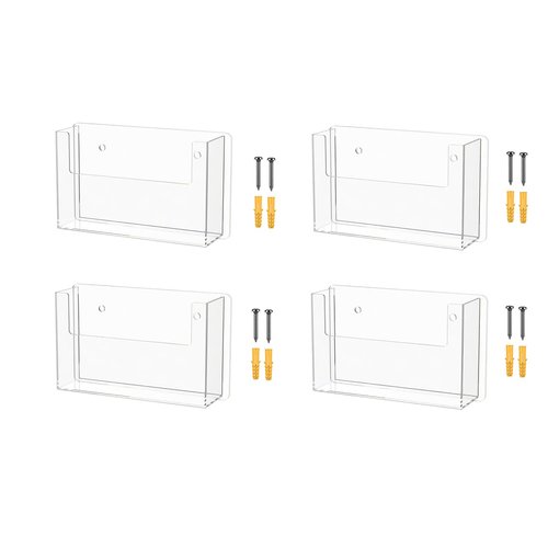 Marketing Holders 4 Pack Postcard Holder Slot Literature Wall Mount Clear Acrylic 6" x 4" Single Pocket Display System Catalog Organizer Take One Hand Out