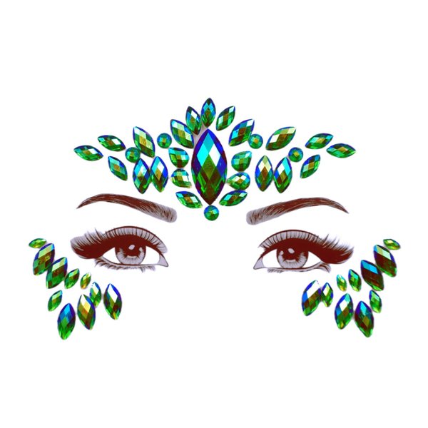 Green Face Jewels Stick On Halloween Face Gems Sticker For Makeup Face Rhinestones Self Adhesive Face Glitter Face Jewelry Festival Party Diy Eye Tattoo Stickers Halloween Makeup (Emerald Ab/SR17)